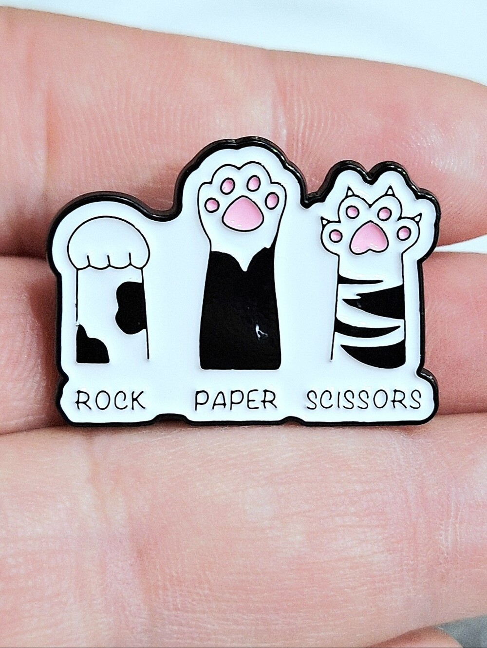 Rock Paper Scissors Cat Paws Enamel Pin